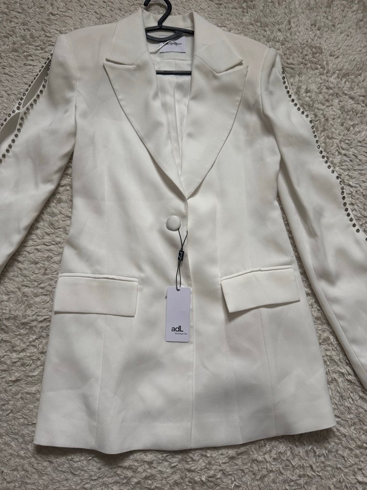 Taşlı Beyaz Kadın Blazer Ceket - Görsel 4