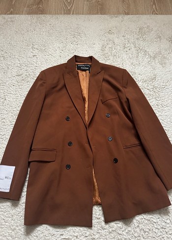 Düğmeli Kahverengi Kadın Blazer Ceket - Görsel 3