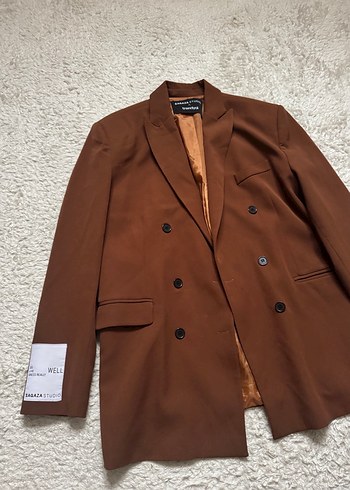 Düğmeli Kahverengi Kadın Blazer Ceket - Görsel 2