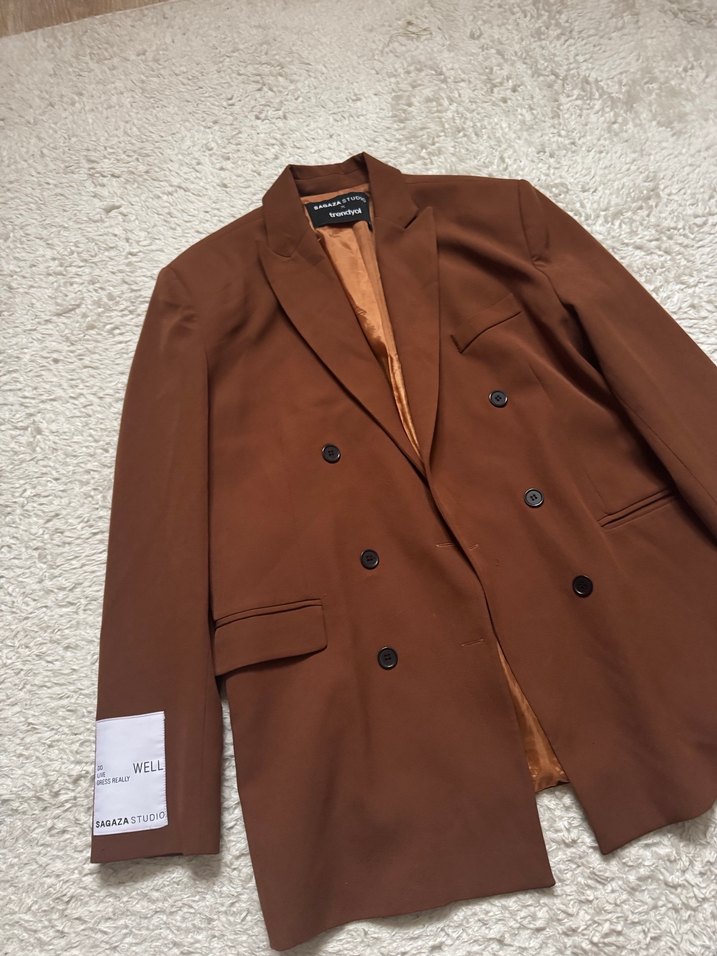 Düğmeli Kahverengi Kadın Blazer Ceket - Görsel 4