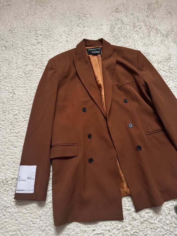 Düğmeli Kahverengi Kadın Blazer Ceket - Görsel 2