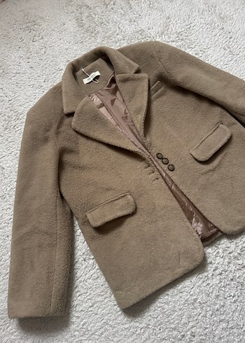 Düğmeli Bej Midi Kadın Kaban - Görsel 3