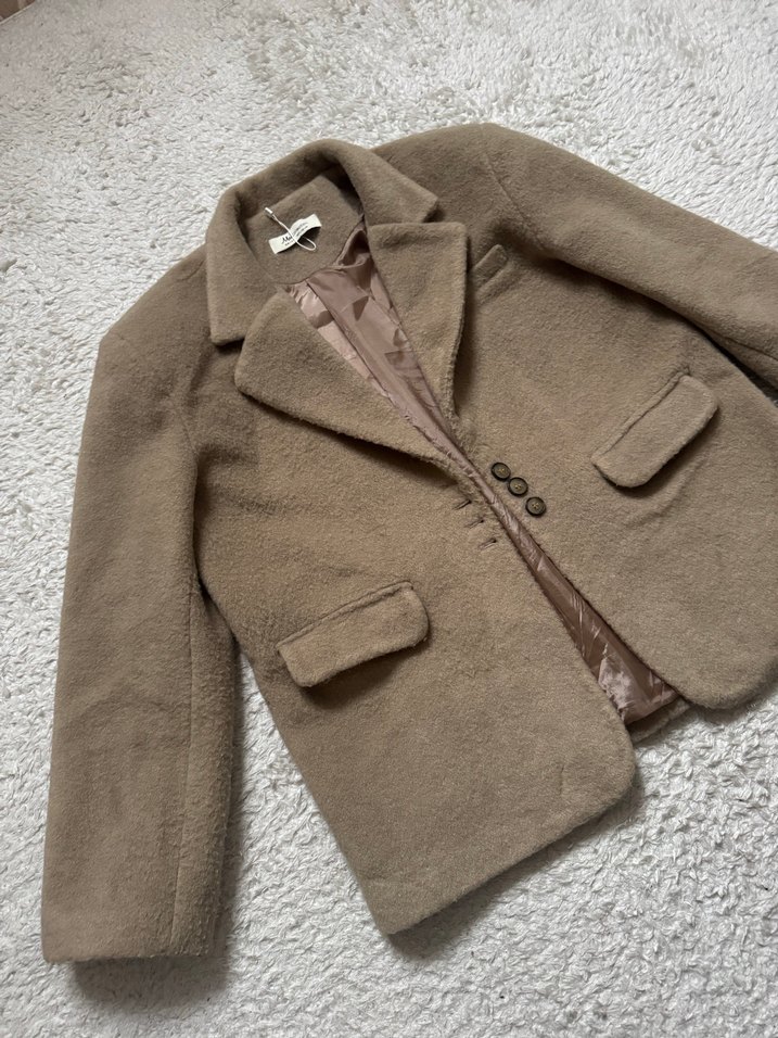 Düğmeli Bej Midi Kadın Kaban - Görsel 3