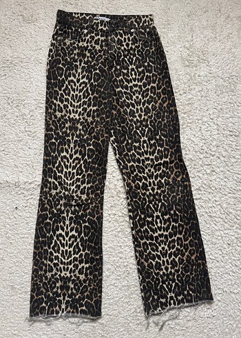 Kahverengi Leopar Desenli Kadın Pantolon - Görsel 2