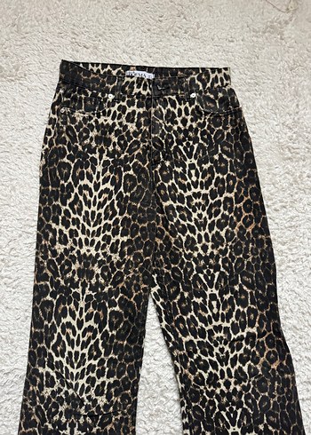 Kahverengi Leopar Desenli Kadın Pantolon - Görsel 3
