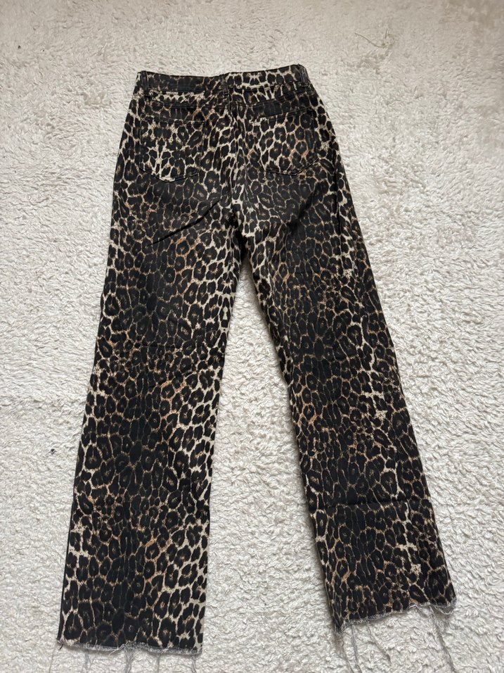 Kahverengi Leopar Desenli Kadın Pantolon - Görsel 4