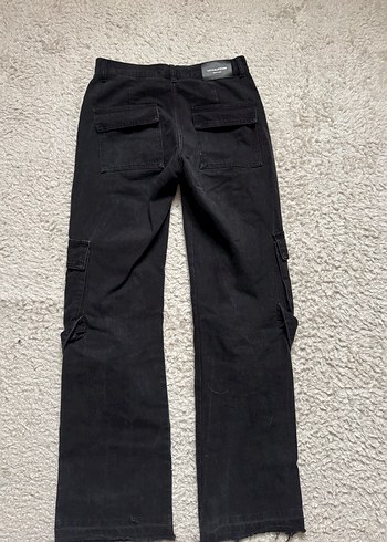 Kadın Siyah Bol Kesim Tokalı Kot Pantolon - Görsel 3