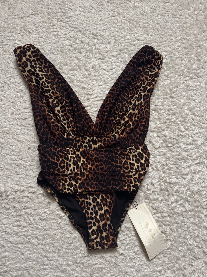 Kahverengi Leopar Desenli Kadın Mini Mayo - Görsel 2