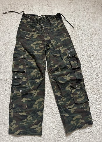 Kahverengi Kamuflaj Bel Detaylı Kadın Pantolon - Görsel 2