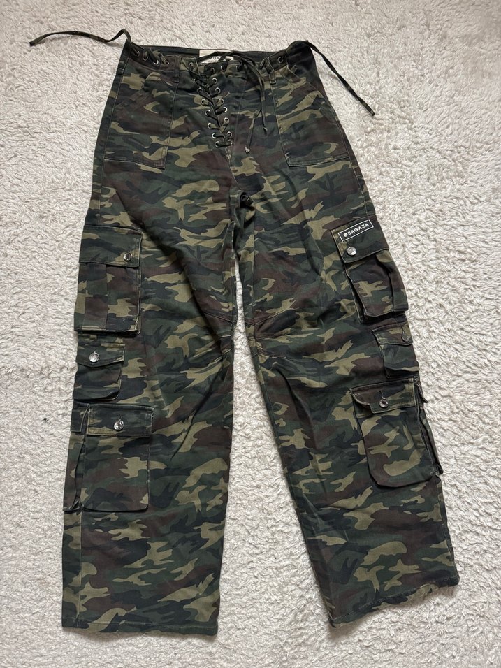 Kahverengi Kamuflaj Bel Detaylı Kadın Pantolon - Görsel 3