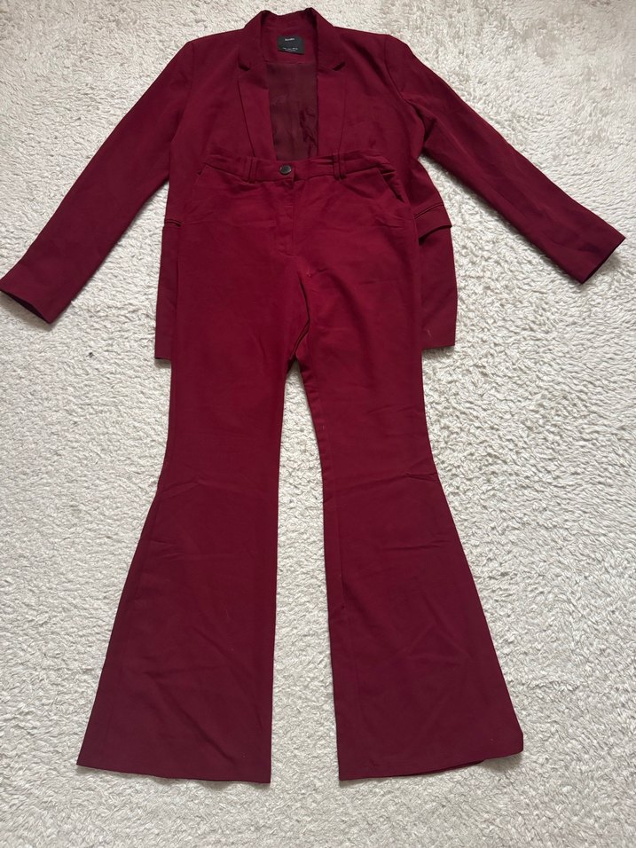 Bordo Kadın Midi Takım Elbise - Görsel 5