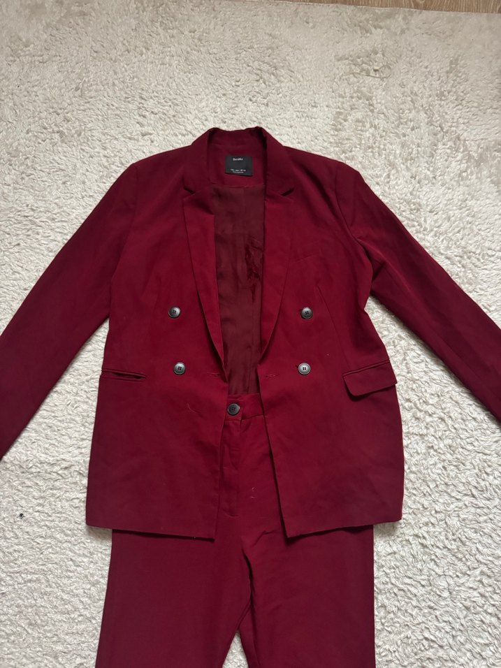 Bordo Kadın Midi Takım Elbise - Görsel 2