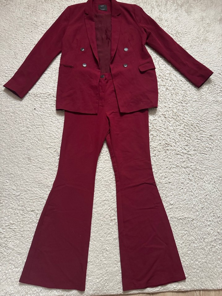 Bordo Kadın Midi Takım Elbise - Görsel 4