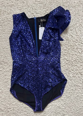 Mavi Payetli Kolsuz Mini body - Görsel 2