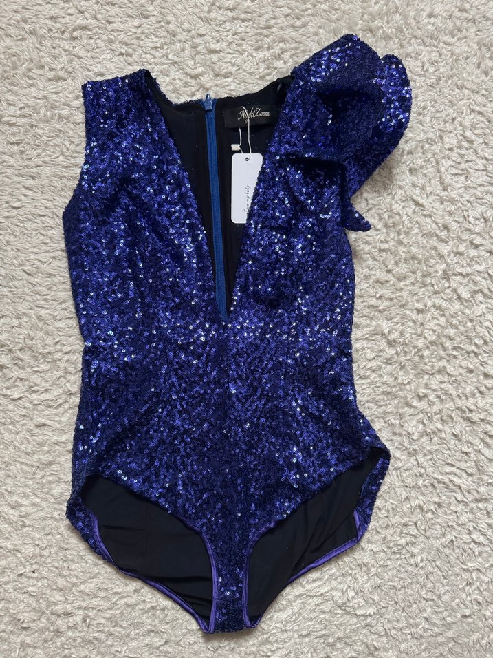 Mavi Payetli Kolsuz Mini body - Görsel 2