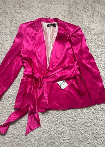 Pembe Saten Kadın Blazer Ceket - Görsel 4