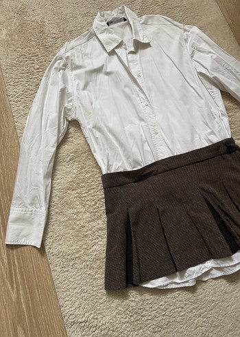 Düğmeli Midi Kadın ekoseli elbis - Görsel 2