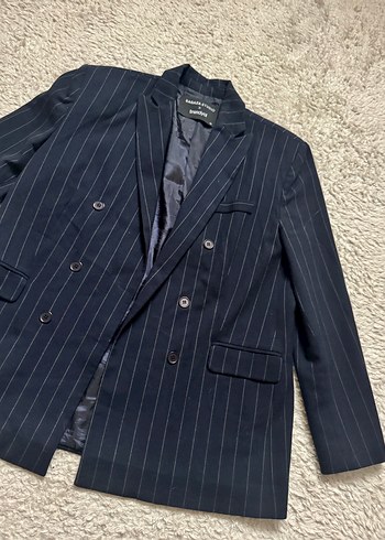 Lacivert Kadın Yün Midi Blazer - Görsel 3