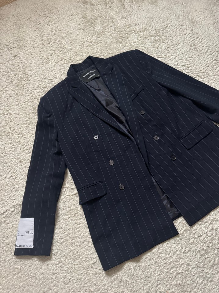 Lacivert Kadın Yün Midi Blazer - Görsel 4