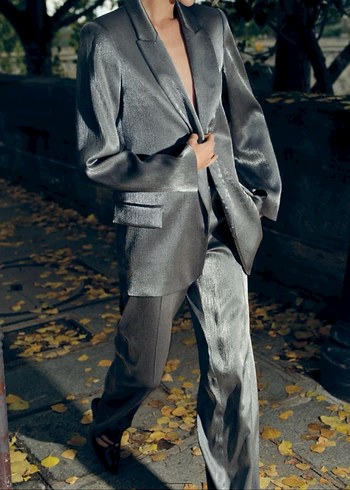 Zara Modern Gumus Saten Takim