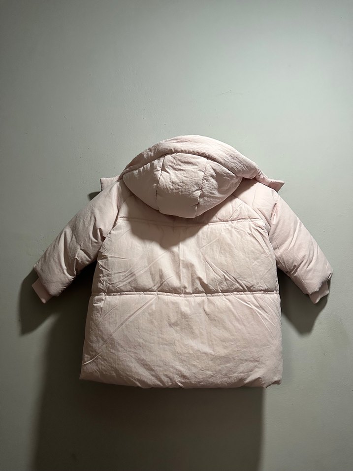 Pastel Pembe Kapüşonlu Çocuk Montu — görsel 8/9