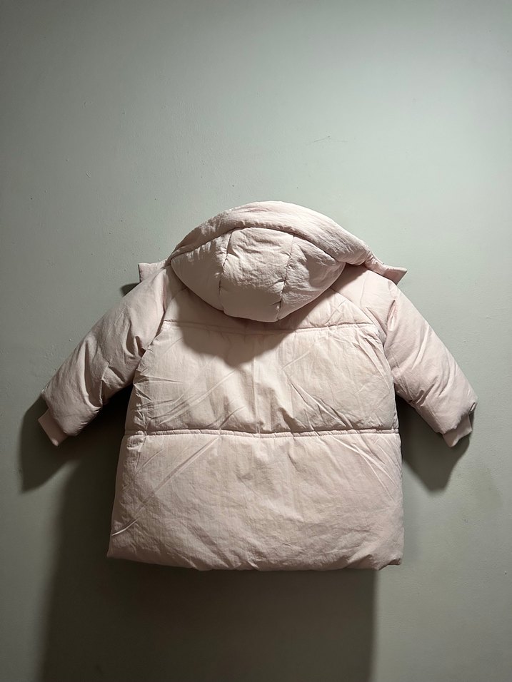 Pastel Pembe Kapüşonlu Çocuk Montu — görsel 9/9