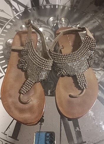 36 Beden kahverengi Renk Mackha el yapımı sandalet