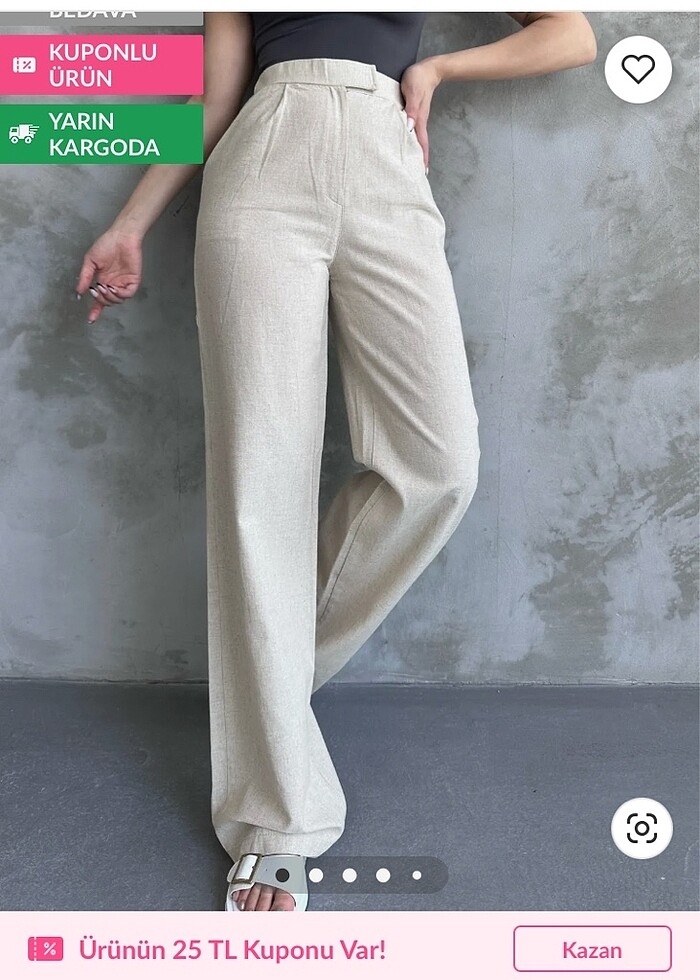 Keten kumaş pantolon - Görsel 2