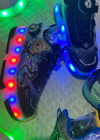 Kız Çocuk Pembe Baskılı peten ve spor ayakkabı - Görsel 4