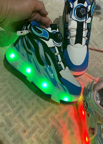 Kız Çocuk Pembe Baskılı peten ve spor ayakkabı - Görsel 6