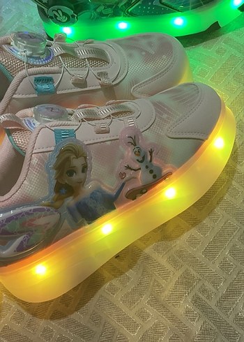 Kız Çocuk Pembe Baskılı peten ve spor ayakkabı - Görsel 2