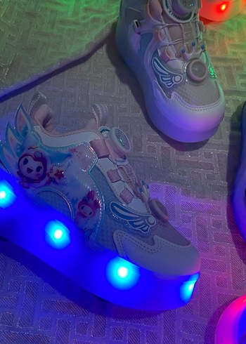 Kız Çocuk Pembe Baskılı peten ve spor ayakkabı - Görsel 7