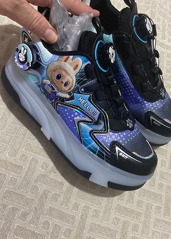 Kız Çocuk Pembe Baskılı peten ve spor ayakkabı - Görsel 9