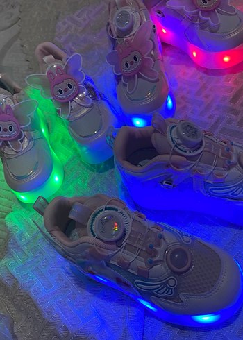 Kız Çocuk Pembe Baskılı peten ve spor ayakkabı - Görsel 8