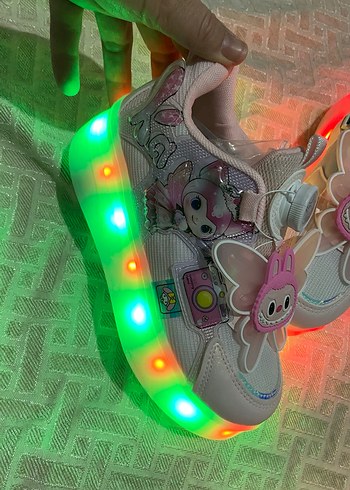 Kız Çocuk Pembe Baskılı peten ve spor ayakkabı - Görsel 12