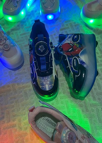 Kız Çocuk Pembe Baskılı peten ve spor ayakkabı - Görsel 3