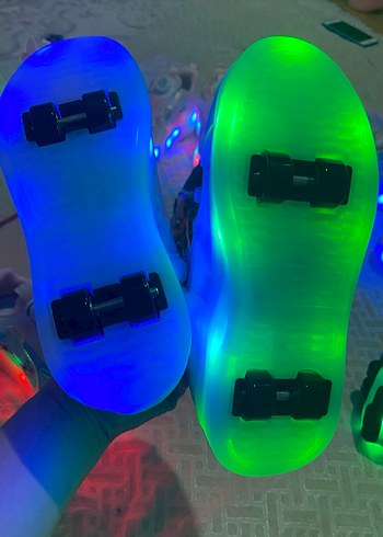 Kız Çocuk Pembe Baskılı peten ve spor ayakkabı - Görsel 5