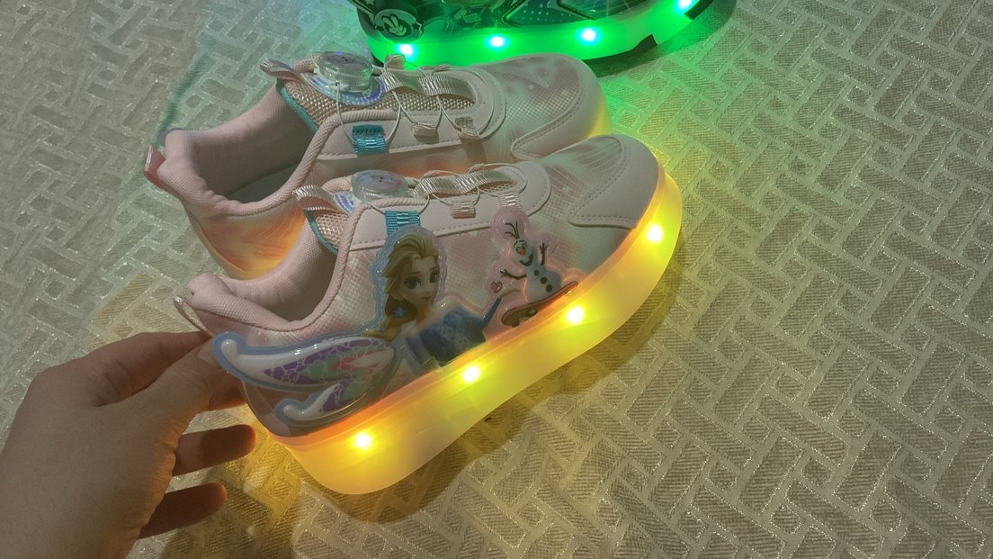 Kız Çocuk Pembe Baskılı peten ve spor ayakkabı - Görsel 2