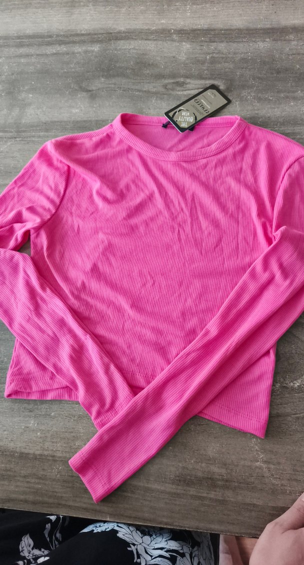 Kız Çocuk Pembe Uzun Kollu Basic Tişört - Görsel 2