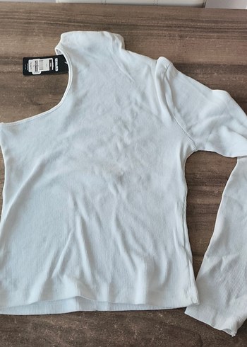 Uzun Kollu Beyaz Balıkçı Yaka Kadın Tişört - Görsel 2