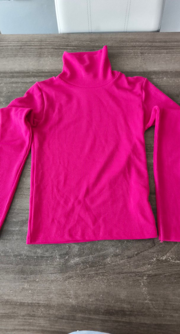 Pembe Kadın Boğazlı İnce Triko Kazak - Görsel 3