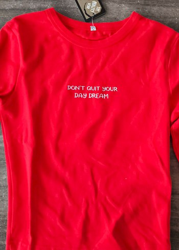 Kız Çocuk Kırmızı Uzun Kollu Basic Tişört - Görsel 2