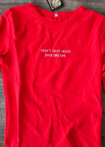 Kız Çocuk Kırmızı Uzun Kollu Basic Tişört - Görsel 3