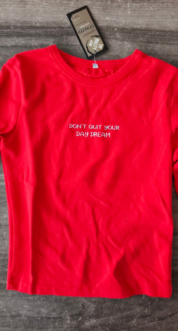 Kız Çocuk Kırmızı Uzun Kollu Basic Tişört - Görsel 3