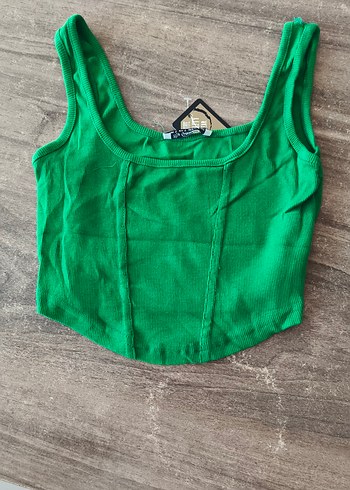 Diğer Kadın Yeşil Kemerli Kısa Crop Top