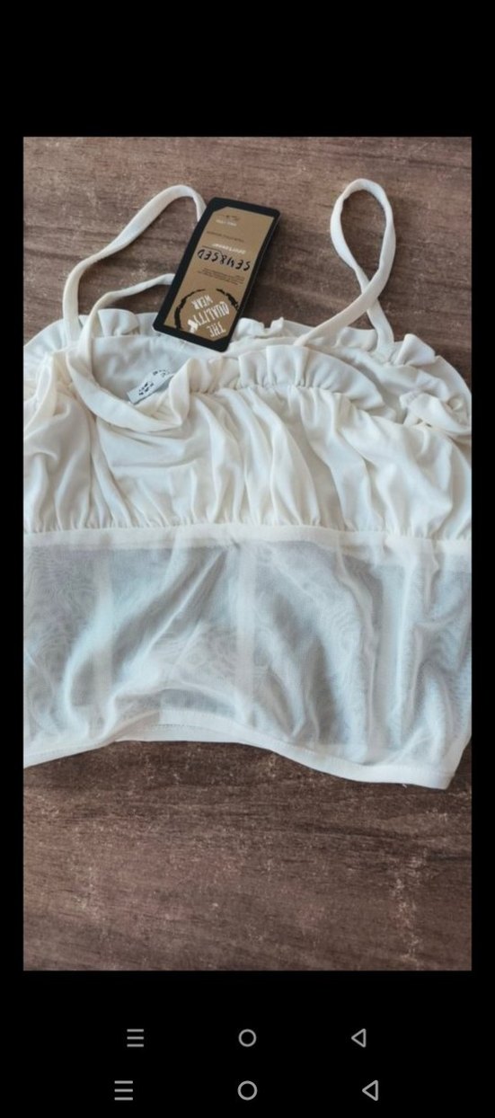 Beyaz Keten Mini Straplez Büstiyer - Görsel 3