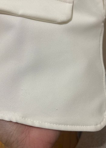 Beyaz Kadın Midi Blazer Ceket - Görsel 3