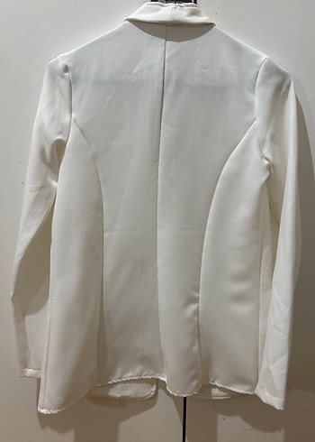 Beyaz Kadın Midi Blazer Ceket - Görsel 2