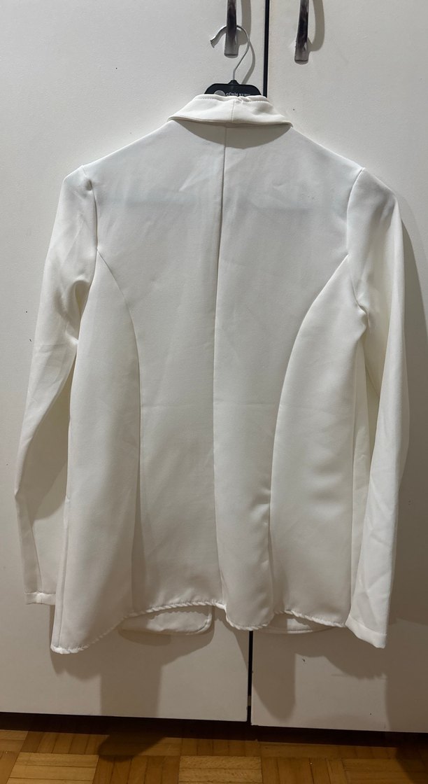 Beyaz Kadın Midi Blazer Ceket - Görsel 2