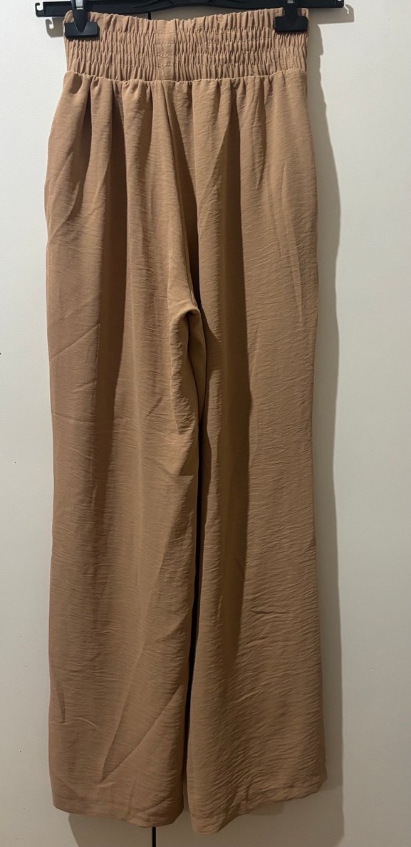 Bej Rahat Kesim Keten Kadın Pantolon - Görsel 2